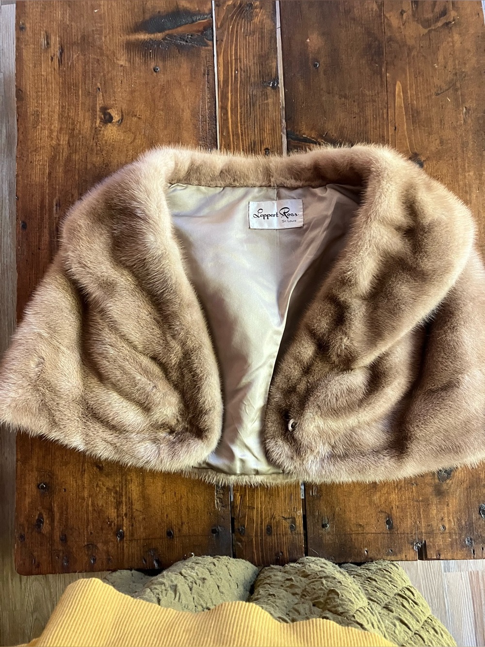 Blonde mink Fur Shawl Collar Cape -